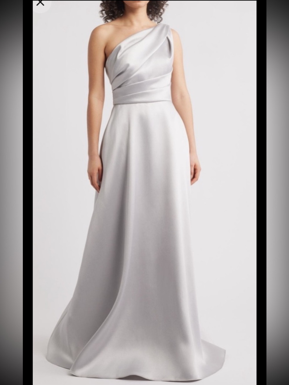Amsale Mikado One Shoulder Gown, Sz 10, Platinum,new without tag